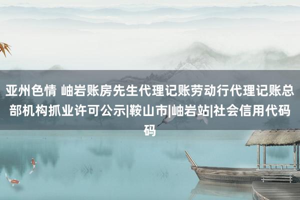 亚州色情 岫岩账房先生代理记账劳动行代理记账总部机构抓业许可公示|鞍山市|岫岩站|社会信用代码