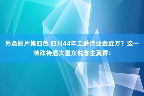 另类图片第四色 四川44年工龄待业金近万？这一特殊待遇大量东说念主莫得！