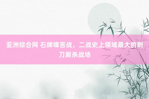 亚洲综合网 石牌喋苦战，二战史上领域最大的刺刀厮杀战场