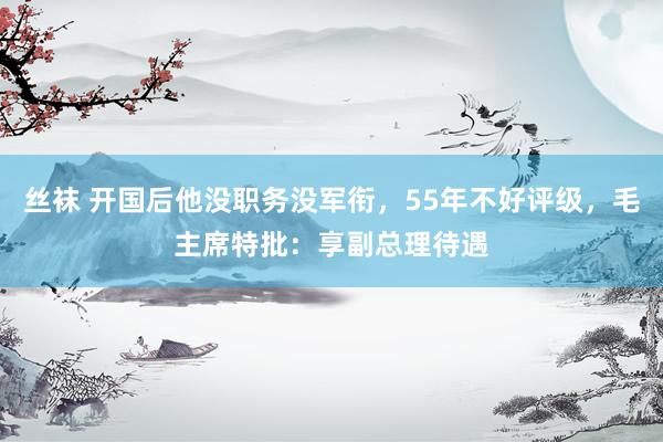 丝袜 开国后他没职务没军衔，55年不好评级，毛主席特批：享副总理待遇