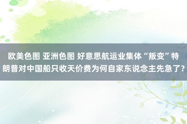 欧美色图 亚洲色图 好意思航运业集体“叛变”特朗普对中国船只收天价费为何自家东说念主先急了？