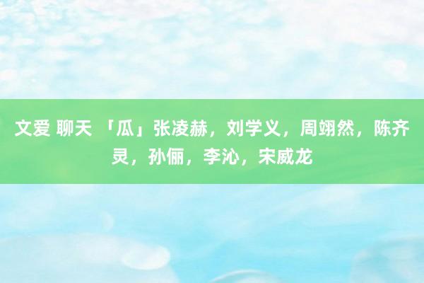 文爱 聊天 「瓜」张凌赫，刘学义，周翊然，陈齐灵，孙俪，李沁，宋威龙
