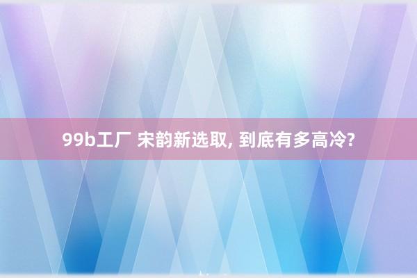 99b工厂 宋韵新选取, 到底有多高冷?