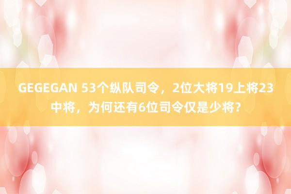 GEGEGAN 53个纵队司令，2位大将19上将23中将，为何还有6位司令仅是少将？