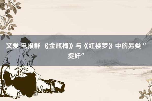 文爱 电报群 《金瓶梅》与《红楼梦》中的另类“捉奸”