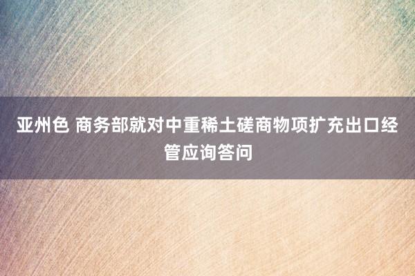 亚州色 商务部就对中重稀土磋商物项扩充出口经管应询答问