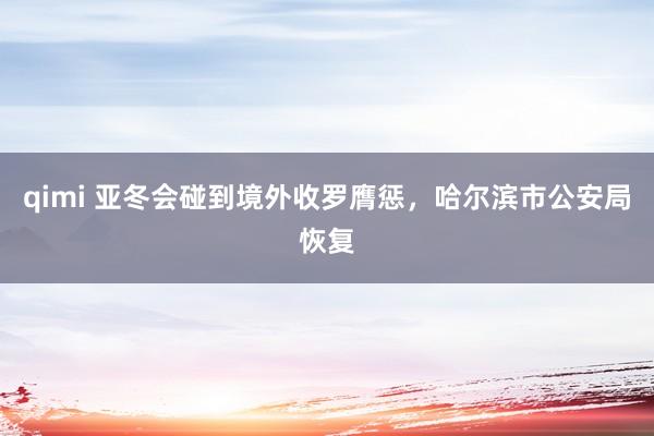 qimi 亚冬会碰到境外收罗膺惩，哈尔滨市公安局恢复